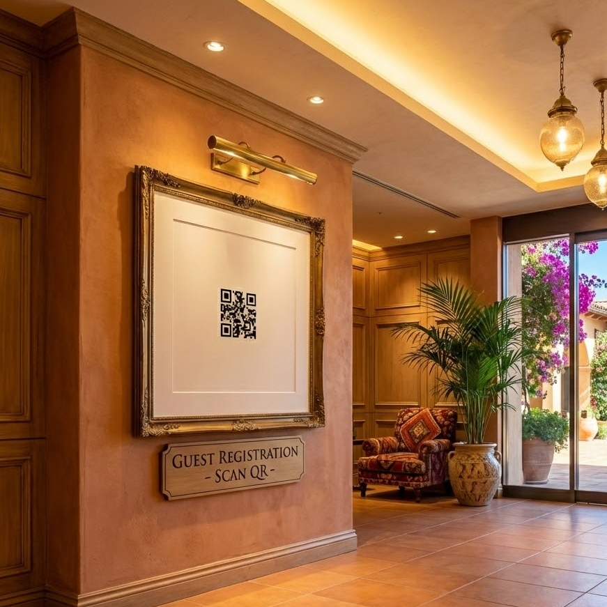 Apartment entrance | DoorNote QR/PIN placement example